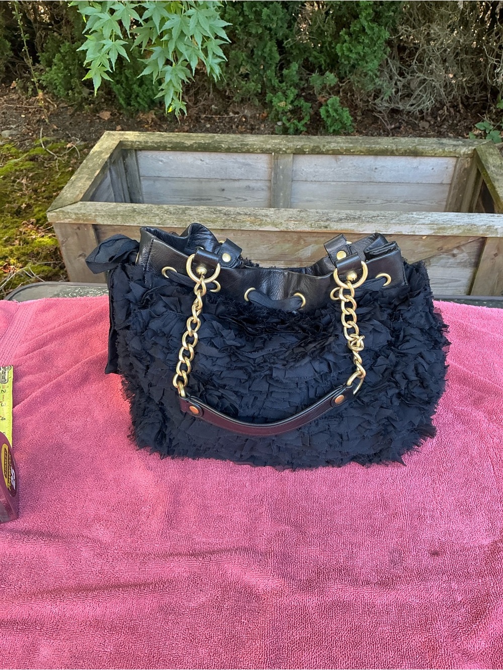 Juicy Couture Black Shoulder Bag with Gold-Tone Hardware